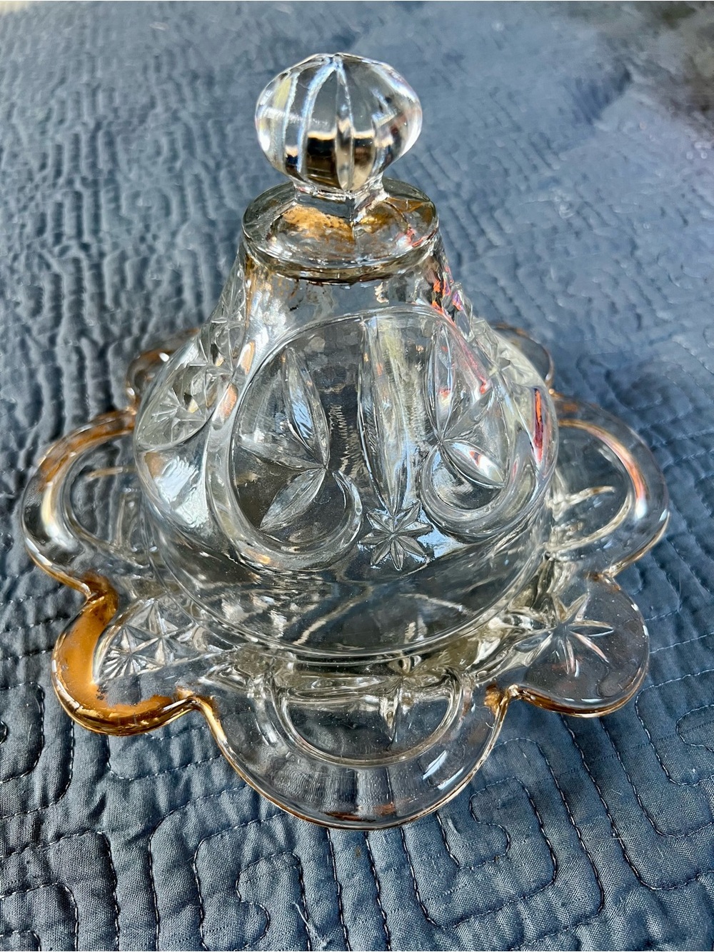 New Martinsville Glass - Covered Butter Dish